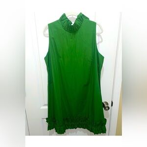Elizabeth Wilson Green Dress with Ruffle very flattering silhouette!